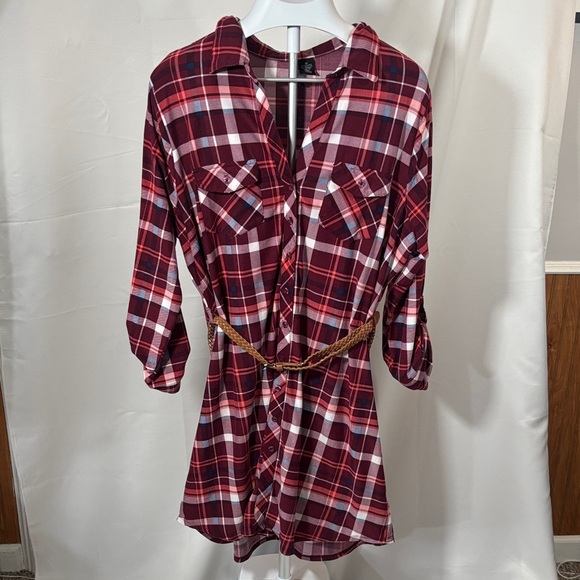 No Comment Dresses & Skirts - No Comment Red Plaid Button-Up Shirt Dress SZ 3X